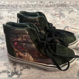 VANS Off The Wall Hi-Top, Dinosaur T-Rex Zip Back Skate‎ Shoes size 12